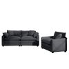 Modern Living Room Sofa Two-Piece Set, Suitable for Living room and Bedroom Sofa Set, Consists of a Single Seat and a 3-Seater Sofas, Grey Corduroy