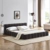 Queen Size Upholstered Bed Frame with Thick Fabric, Chenille Fabric Grounded Queen Size Platform Bed with Headboard.Dark Grey(68''*86.5''*23.5'')