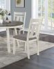 Dining Room Furniture 5pc Dining Set Round Table And 4x Side Chairs Gray Fabric Cushion Seat White Clean Lines Wooden Table Top - as Pic