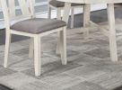 Dining Room Furniture 5pc Dining Set Round Table And 4x Side Chairs Gray Fabric Cushion Seat White Clean Lines Wooden Table Top - as Pic