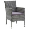 7 Piece Patio Dining Set with Cushions Poly Rattan Gray - Gray