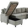 109.9" Sectional Sofa Versatile Sofa Bed Sofa Sleeper U-shaped Sofa with Ample Storage Space, Light Grey