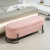 COOLMORE Storage Ottoman,Bedroom End Bench,Upholstered Fabric Storage Ottoman with Safety Hinge (Pink) - as Pic