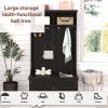 Hall Tree with Storage Shoe Bench for Entryway and Hallway, 4-in-1 Design Coat Racks with 4 Hooks for Living Room, Black - as Pic