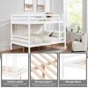 Full over Full Bunk Bed with Ladder,Wooden Bunk Bed with High Guardrail and Ladder- White - Wood