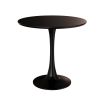 31.5" White Round Dining Table, Tulip Table Kitchen Dining Table 2-4 People with MDF Table Top & Pedestal Base- Black