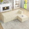 L shape Modular Sectional Sofa, Compressed Sectional Sofa Modern Minimalist Style Corduroy Couch-beige - as Pic