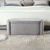 COOLMORE Storage Ottoman,Bedroom End Bench,Upholstered Fabric Storage Ottoman with Safety Hinge (Light Gray) - as Pic