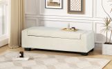 50" Ottoman Bench in Textured Fabric, Rectangular Design with Hinged Lid for Seating, Footrest, and Hidden Storage