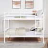 Full over Full Bunk Bed with Ladder,Wooden Bunk Bed with High Guardrail and Ladder- White - Wood