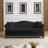 79" Chesterfield Sofa Black Velvet for Living Room, 3 Seater Sofa Tufted Couch with Rolled Arms and Nailhead