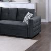 Black Velvet Convertible Sectional Sofa Pull out Bed Couch Storage Chaise Tufted Reversible 2pc Sectional Living Room - as Pic