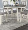 Dining Room Furniture 5pc Dining Set Round Table And 4x Side Chairs Gray Fabric Cushion Seat White Clean Lines Wooden Table Top - as Pic