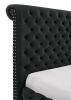 Luxurious 1pc Glam Queen Tufted Headboard Upholstered Storage Round Bed Black Footboard Storage Wooden Bedroom Furniture - as Pic