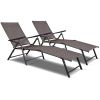 Set of 2 Adjustable Chaise Lounge Chair with 5 Reclining Positions - as show