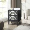 FCH 2pcs 45*30*60cm MDF Spray Paint, Smoked Mirror, Two-Drawn Carving, Bedside Table, Black - as picture
