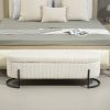 COOLMORE Storage Ottoman,Bedroom End Bench,Upholstered Fabric Storage Ottoman with Safety Hinge, Entryway Padded Footstool, Ottoman Bench Beige