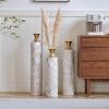 Floor Metal Vases Decorated White Metal vases Set of 3 gorgeous home decoration large glazed metal vases 24in/28.7in/33.5in height - as Pic