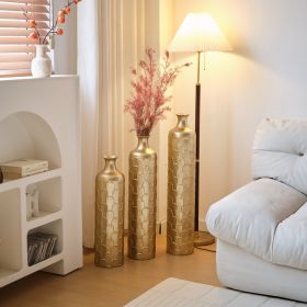 Floor Metal Vases Decorated White Metal vases Set of 3 gorgeous home decoration large glazed metal vases 25.2in/29.33in/34.25in height - as Pic