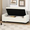50" Ottoman Bench in Textured Fabric, Rectangular Design with Hinged Lid for Seating, Footrest, and Hidden Storage