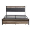 FULL Size Metal Platform Bed Frame with upholstery storage function Headboard and USB LINER and Footboard with drawers