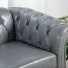 84.65" Rolled Arm Chesterfield 3 Seater Sofa. - Grey