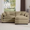 Corduroy Two-Seater Sofa with 1 Footrest, L-Shaped 2-Seater Sofa with Ottoman for Small Living Spaces, Tan Corduroy Sofa