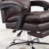 Contemporary Office Chair Upholstered 1pc Comfort Adjustable Chair Relax Office Chair Work Brown Leatherette Padded Armrests - as Pic