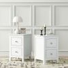 Modern White Nightstand Set of 2,Bed Side Table with 2 Drawers, End Side Table Double for Bedroom Living Room - as Pic