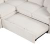 84.7" Sectional Sofa Convertible Pull-out Sofa Bed L-shaped Sofa U-shaped Sofa with a Movable Storage Ottoman for Living Room, Beige - as Pic