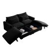 Corduroy Two-Seater Sofa with 2 Storage Footrest,2 Seater Sectional deep seat sofa,Comfy Couches for Living Room,Black Sofa - as Pic
