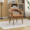 25.79" Wide Modern Barrel Open Back Accent Chair with Wooden Legs for Dining Room, Club, Kitchen and Living Room. Brown PU - as Pic
