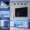 TV Stand for 65 Inch TV LED Gaming Entertainment Center Media Storage Console Table with Large Side Cabinet for Living Room( White) - as Pic