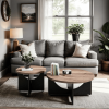 23 Inch Modern Retro Round Coffee Table for Living Room and Bedroom - as Pic