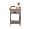 Set of 2 Farmhouse Wood Nightstand, Bed Sofa Side Table with Drawer, X-Shape Metal Sides, Square End Table Furniture- Rustic Gray and Black