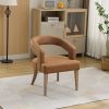 25.79" Wide Modern Barrel Open Back Accent Chair with Wooden Legs for Dining Room, Club, Kitchen and Living Room. Brown PU - as Pic
