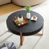 Modern Handcraft Drum Coffee Table 31.5 inch Round Coffee Table for Living Room,Small Coffee Table with Sturdy Pedestal - Matt Black - MDF+Metal