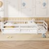 Twin Size Floor Bed, Montessori Floor Bed with Fence, Kids Montessori Bed Twin Size, Wood Montessori Floor Bed for Kids, Girls, Boys(WHITE) - as Pic