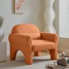 modern boucle accent chair with lumbar pillow for living room  - orange