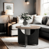 23 Inch Modern Retro Round Coffee Table for Living Room and Bedroom - as Pic
