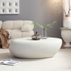 43.31''Fiberglass Elliptical Coffee Table for Living Room Vintage Table,Matte Rocks Table front of the Sofa - Beige - Fiberglass