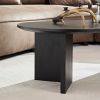39.37 Inch Modern Coffee Table,MDF Oval Coffee Table for Living Room,Small Coffee Table with Sturdy Pedestal for Apartment,Bedroom - Black - MDF