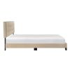 1pc Queen Platform Bed Light Brown Velvet Upholstered Adjustable Height Headboard Button Tufted Solid Wood Bedroom Furniture - as Pic