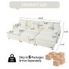 Oversized Deep Seat Sectional Cloud Sofa Sleeper with 3 Ottomans & Soft Pillows, Chenille,White - as Pic