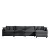 Modern Upholstered 4 Seater with with 1 Footstool Corduroy Fabric Sofa, Easy to Assemble with 2 Arm Pillows and 4 Throw Pillows