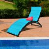Foldable Patio Lounge Chair with Cushion for Backyard - Turquoise