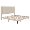 Stylish High Headboard Bed, 54 "High Headboard, High Quality, Comfortable High Back Design Ideal for Reading or Relaxing, King Size, Beige - as Pic