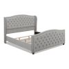 Marcella Upholstered Shelter Headboard Bed Set, King, Silver Grey Polyester - as Pic
