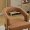 25.79" Wide Modern Barrel Open Back Accent Chair with Wooden Legs for Dining Room, Club, Kitchen and Living Room. Brown PU - as Pic