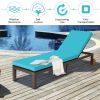 Outdoor Wicker Patio Chaise Lounge Recliner Chair with 5-Position Adjustment and Wheels - Turquoise